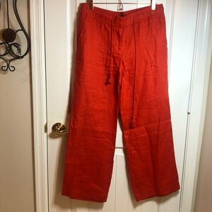 LOFT Bright Orange Pants - 100% Linen
